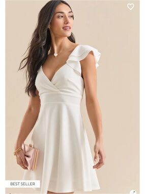 ⚡️NWT Altar’d State Veronica White Flutter Sleeve V-Neck Dress